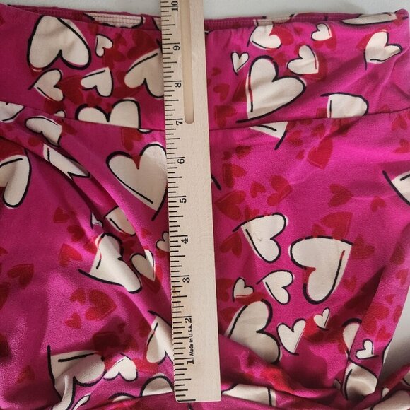 Lularoe Leggings Womens One Size Pink Heart Print Yoga Pants Stretch Soft Cute - Picture 10 of 11